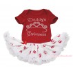 Valentine's Day Red Baby Bodysuit Red Lips Pettiskirt & Sparkle Rhinestone Daddy's Princess Print JS4592